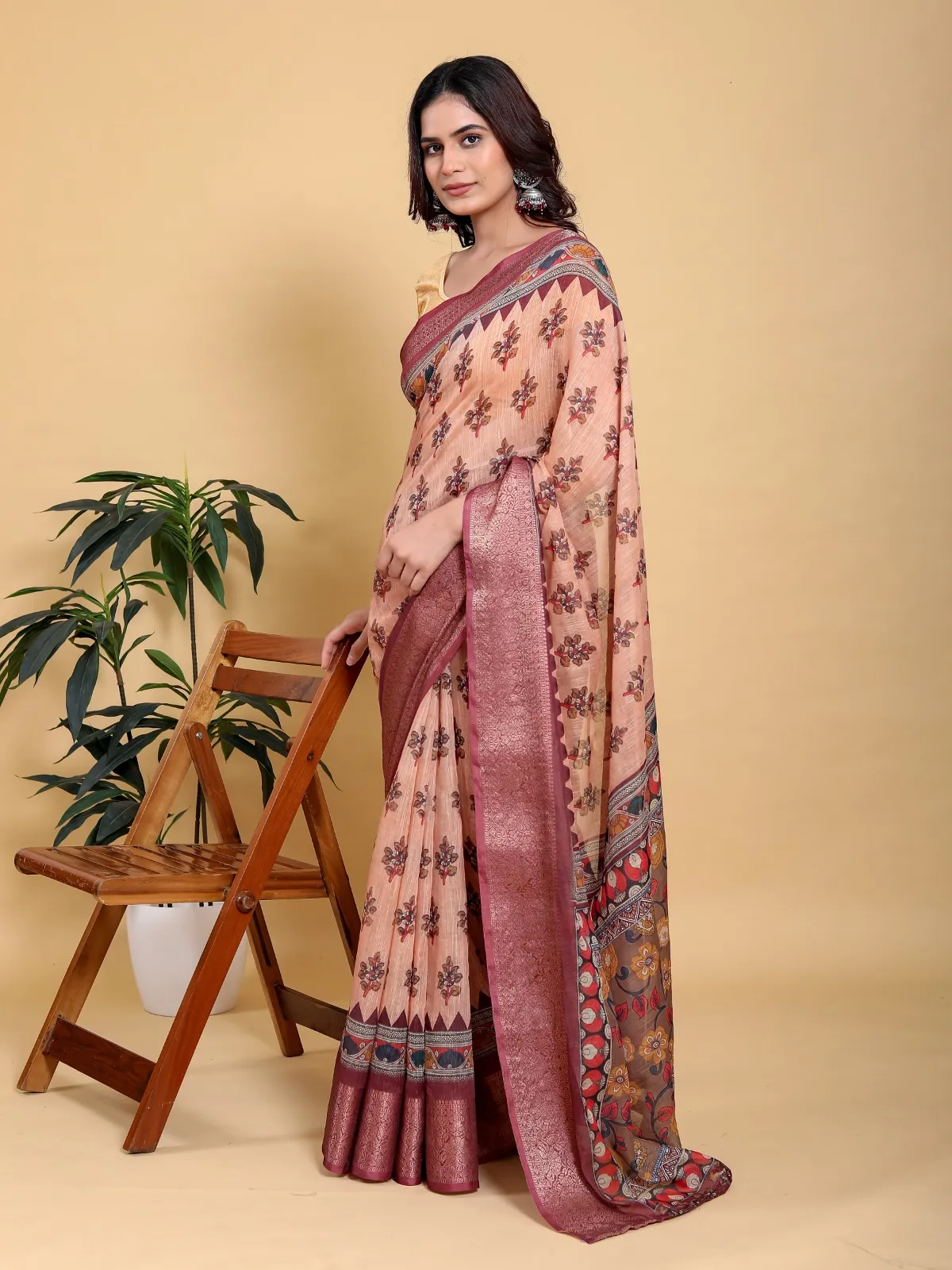 Linen Cotton printed saree - Image 4 in Kolkata
